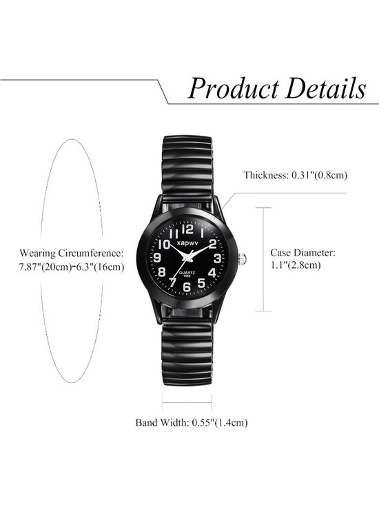 Women\'s Black Stretch Band Couple Bangle Ultrathin Elastic Strap Wrist Watch main image 5